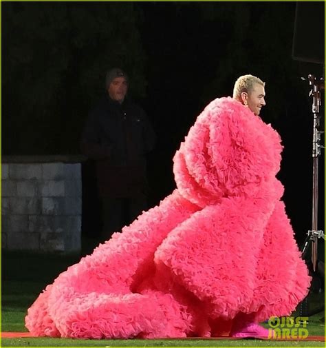 Sam Smith Dons Stunning Pink Dress While Filming New Music Video ...