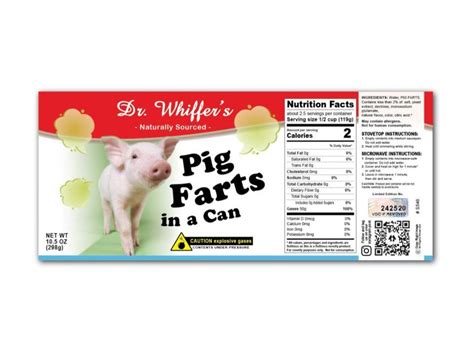 2X Funny Pig Farts Soup Can Labels GREAT GIFT for Pet Lover Owner Mom ...