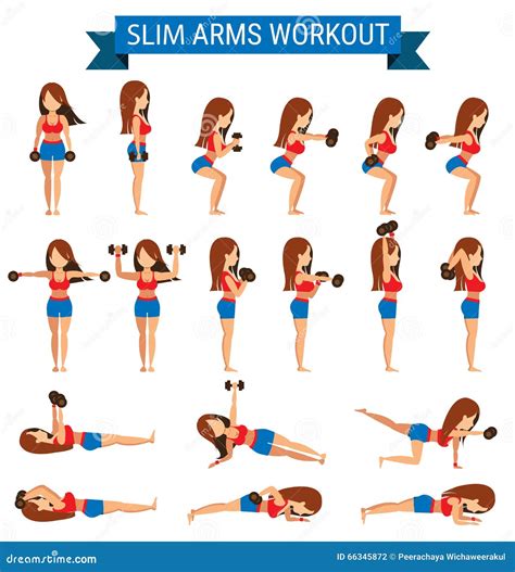 Set of Cardio Exercise for Slim Arms Workout or Weight Training Stock ...