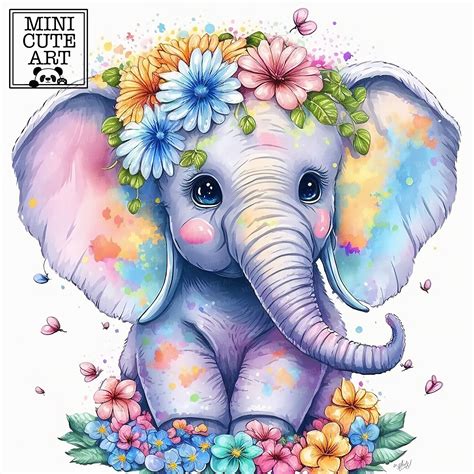 Watercolor Baby Elephant Clipart Baby Elephant With Balloons Png Baby ...