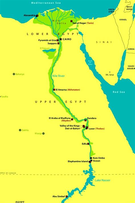 Nile River Ancient Egypt Cities Map