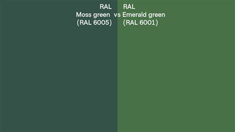 RAL Moss green vs Emerald green side by side comparison