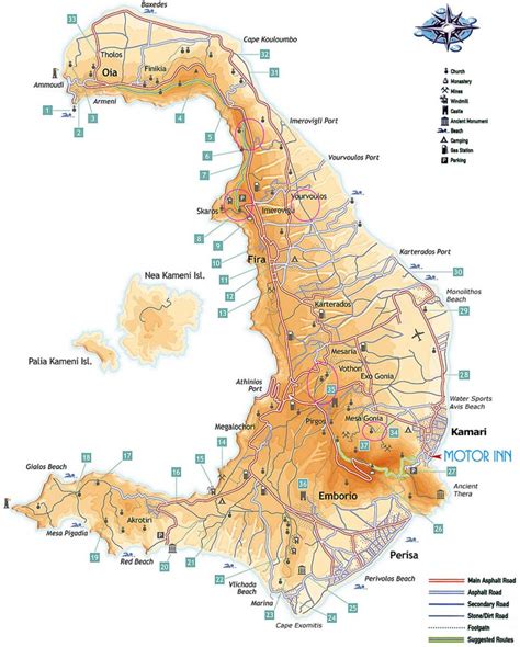 Santorini Map by Motor Inn | Motor Inn: Santorini Rental System