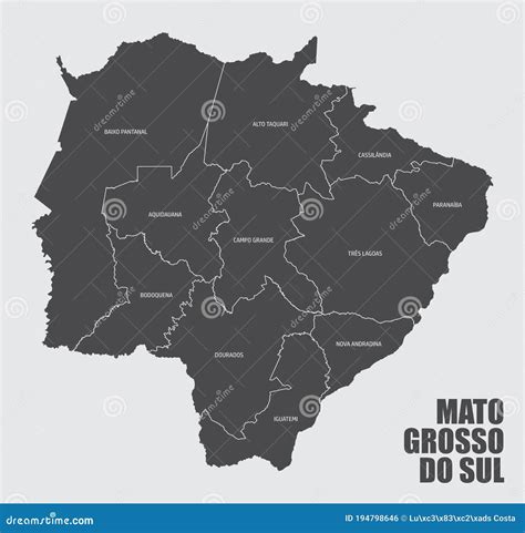 Mato Grosso Do Sul State Regions Map Stock Illustration - Illustration ...