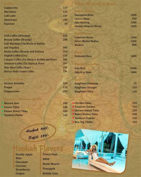 Hookah Lounge Menu, Menu for Hookah Lounge, Candolim, Goa - Zomato