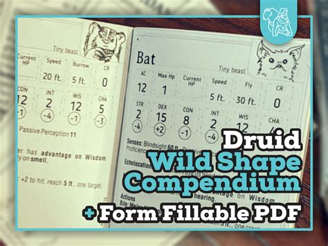 DRUID WILD SHAPE Booklet for DnD 5e | Form Fillable PDFs Included ...