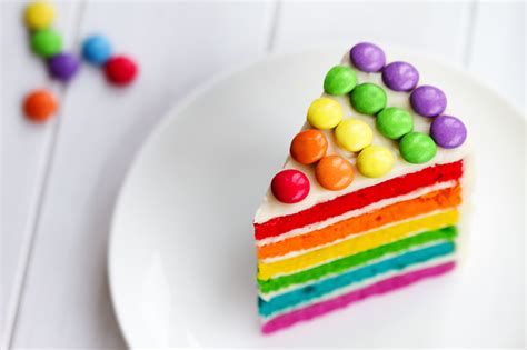 Slice of rainbow cake - ONE SIMPLE PARTY