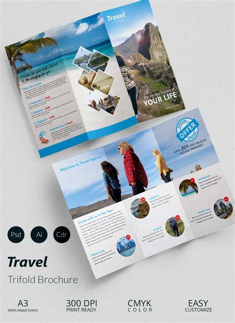 Examples Of Tri Fold Travel Brochure Front And Back Page in Travel ...