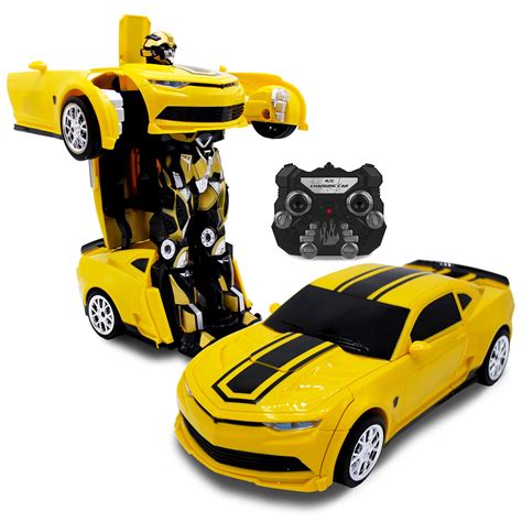 Family Smiles Kids RC Toy Car Transforming Robot Boys Yellow Remote ...