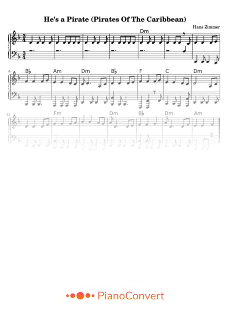 Pirates of the Caribbean - Easy Piano Sheet Music in PDF - La Touche ...