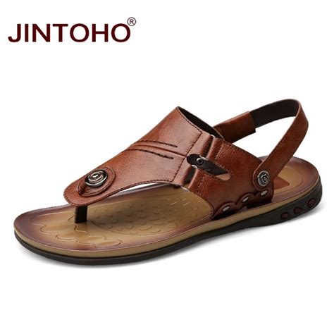 JINTOHO Big Size Genuine Leather Mens Sandals Fashion Leather Male ...