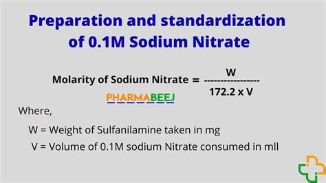 0.1M Sodium Nitrate Preparation And Standardization - Pharmabeej