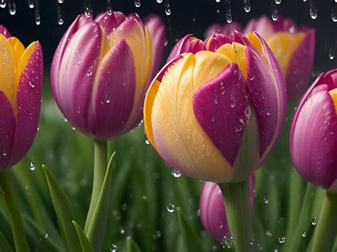 Premium Photo | A realistic photo of colorful tulips