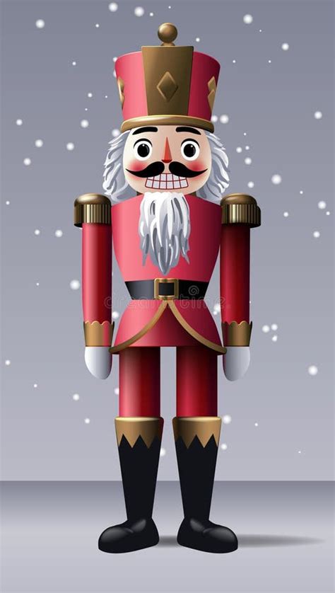 Christmas Nutcracker. Xmas Toy is Soldier on Snowing Background Stock ...