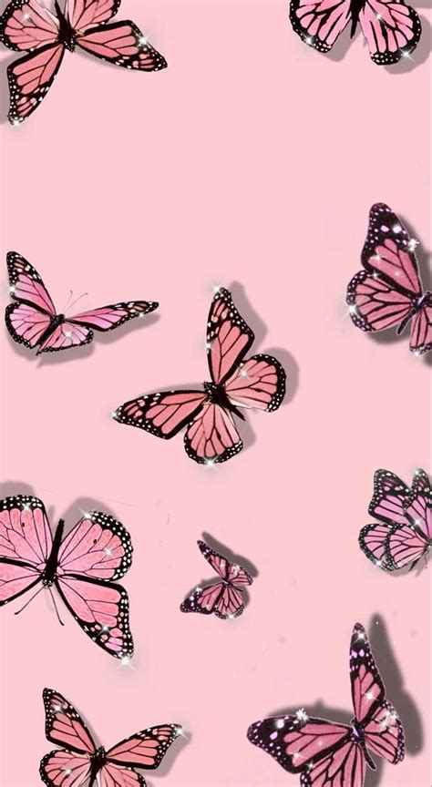 Pink butterfly background. Butterfly iphone, Pink glitter , Pink iphone ...