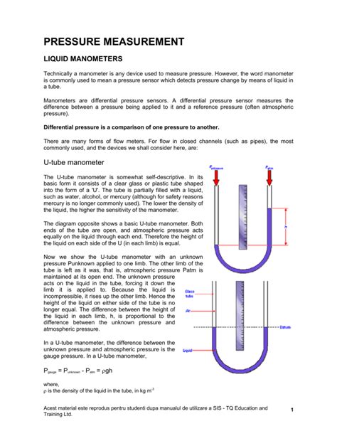 U Tube Manometer Diagram - slidesharetrick