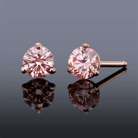 .50ctw Pink Diamond Stud Earrings set in 14K Rose Gold (Pure Grown ...