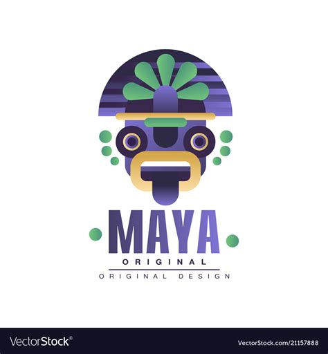 Maya logo original design emblem with ethnic mask Vector Image