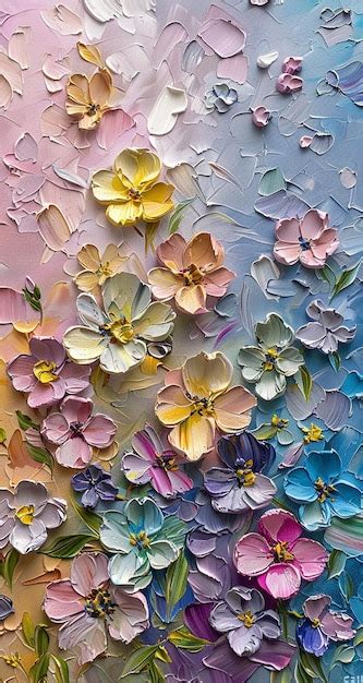 Oil painting of pastel colored flowers on canvas | Premium AI-generated ...