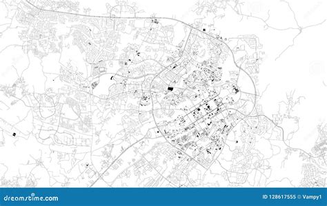 Satellite Map of Abuja, Nigeria, City Streets. Africa Stock Vector ...