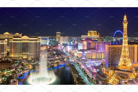 Las vegas strip skyline at night stock photo containing vegas and las ...