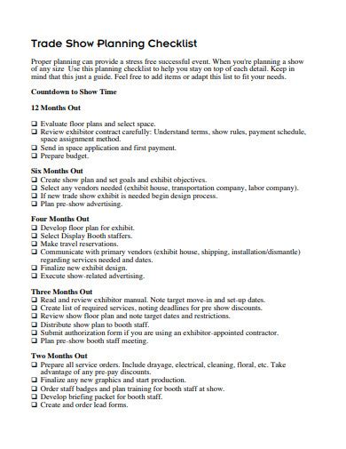 How To Make/Create a Trade Show Checklist [Templates + Examples] 2023