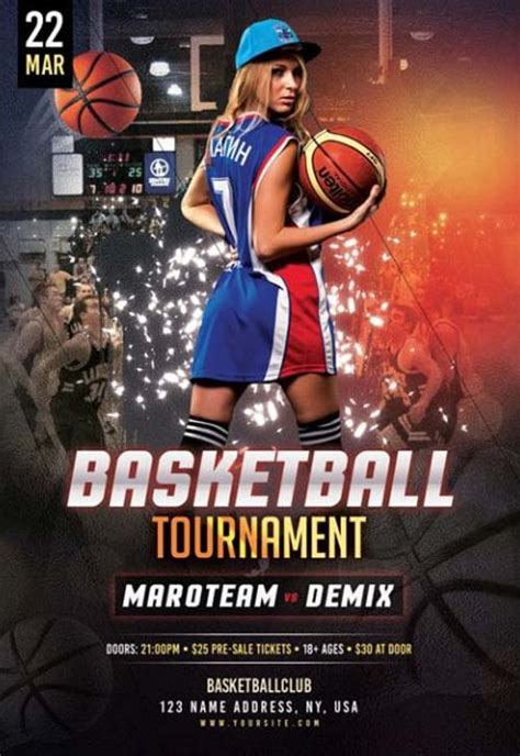 Basketball Tournament Free PSD Flyer Template for Sport Events