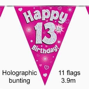 Happy 13th Birthday Banner Pink | BirthdayBuzz