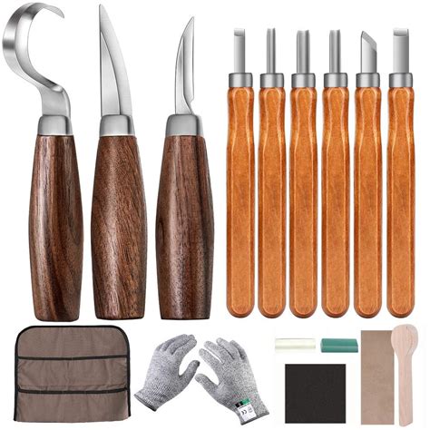 Trafagala Wood Carving Tools Set, Wood Carving Hand Tools Kit with Hook ...