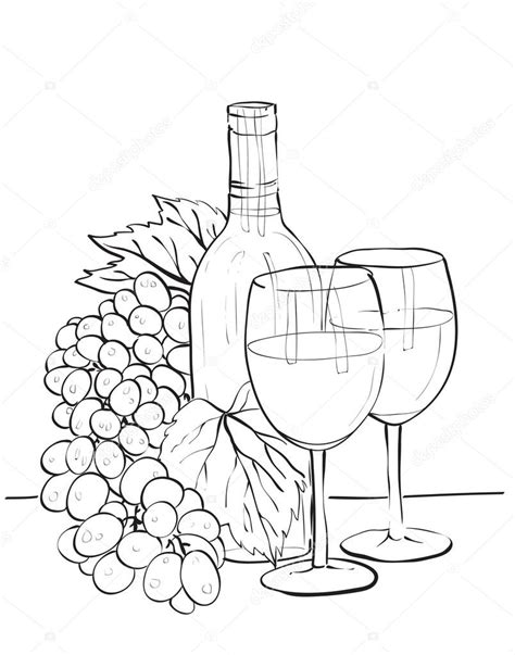 Wine Bottle And Glass Drawing at GetDrawings | Free download