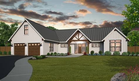 Family Time House Plan | One Story Rustic Farmhouse Home Design - MF-2316