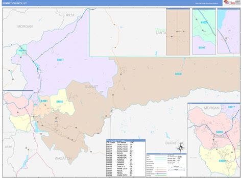 Summit County, UT Wall Map Color Cast Style by MarketMAPS - MapSales.com