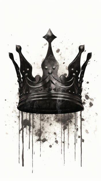 Premium Photo | A black and white drawing of a crown