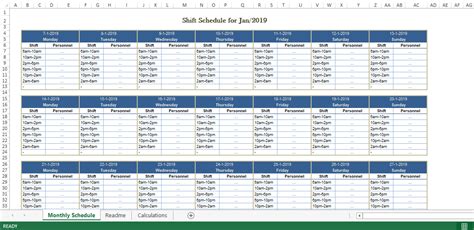 Free excel monthly employee schedule template - gsaboomer