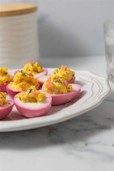 Beet Pickled Deviled Eggs - Food Faith Fitness