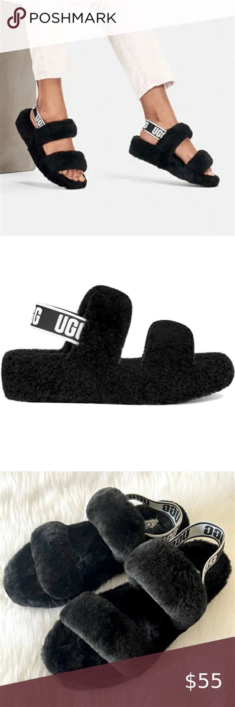 Cozy and Chic UGG Oh Yeah Fluffy Sandals in Black