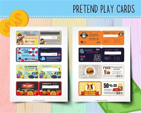 Pretend Play Cards for Kids Fake Credit Cards for Kids Play Money ...