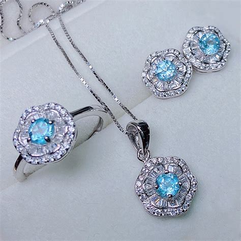 Jewelryroom.com - NEW!! BLUE TOPAZ & CREATED WHITE TOPAZ RING EARRINGS ...