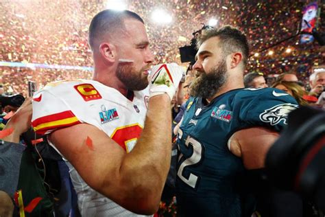 Jason Kelce lingered on the field to watch his brother, Travis, and the ...