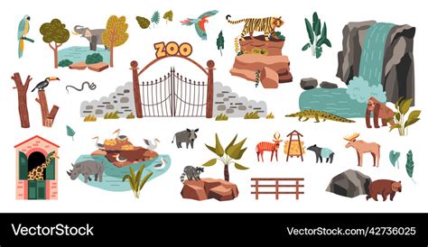 Zoo animals set Royalty Free Vector Image - VectorStock