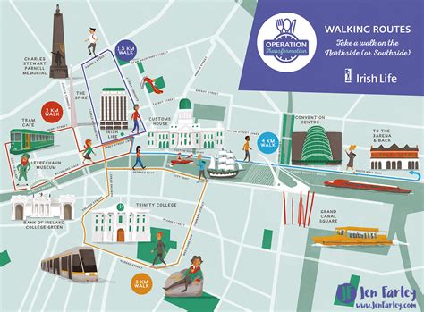 Walking Map Of Dublin, Ireland | Jennifer Farley Illustration, Maps. Design