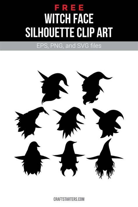 Free Witch Face Silhouette Clip Art | Silhouette clip art, Clip art ...