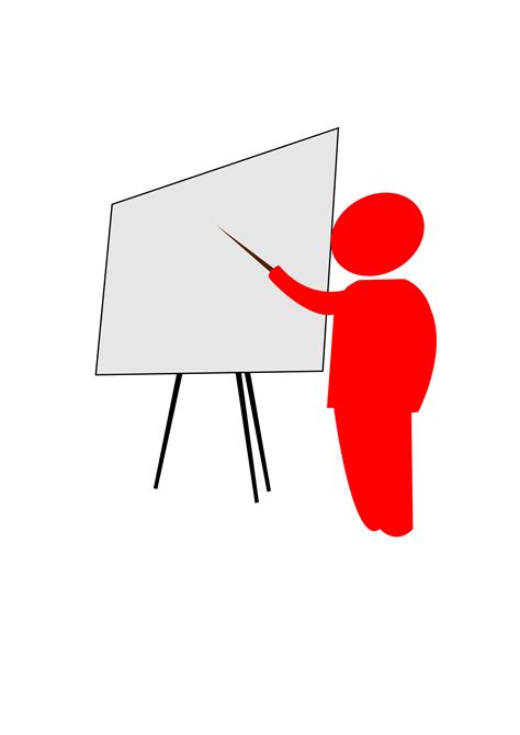 Clipart - teacher explains pointing to the blackboard