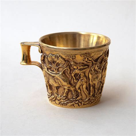 Mycenaean Gold Cup, Ancient Greek Artifact Museum Replica in Copper 24K ...