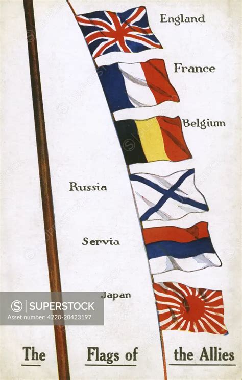 Flags of the Allied countries during WWI Date: circa 1916 - SuperStock