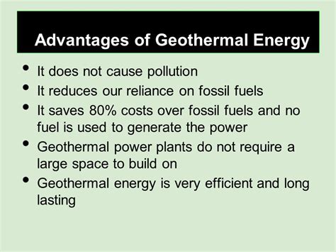 geothermal ADVANTAGES