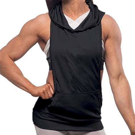 Women Sports Tank Tops Sleeveless Hooded Gym Shirt Ladies Fitness ...