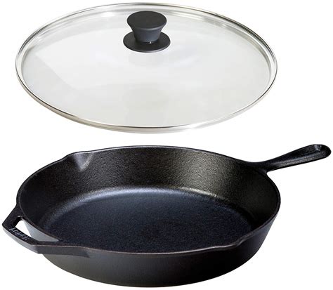 Lodge Seasoned Cast Iron Skillet w/Tempered Glass Lid (12 Inch ...