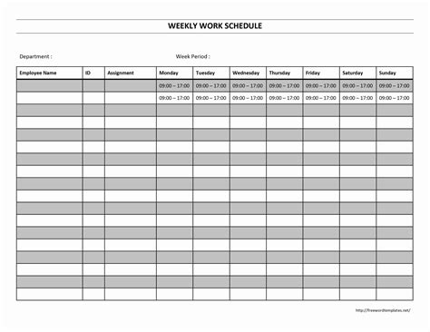 Weekly Work Schedule | Freewordtemplates.net