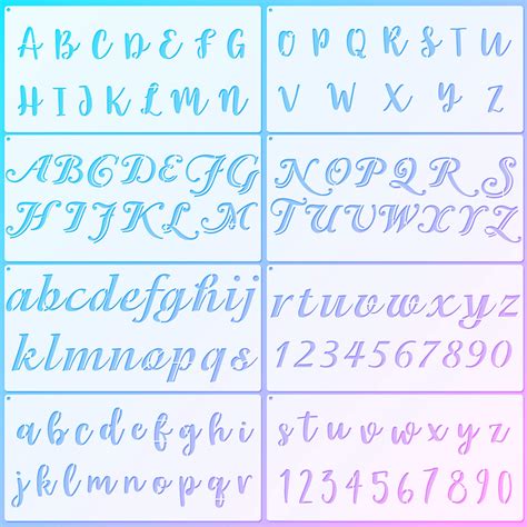 Buy 8 Pieces Calligraphy Letter Number Stencil Reusable Template ...